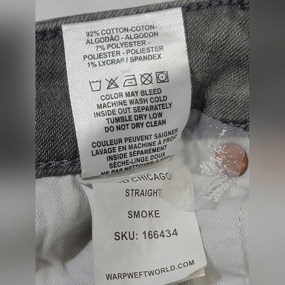WARP + WEFT Chicago Straight Men's 29×34 Smoke Denim Jean Classic 5 Pocket - Picture 6 of 16